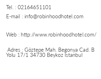 Robin Hood Hotel iletiim bilgileri